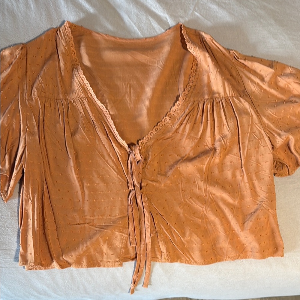 SHEIN Apricot Lace-Detail Blouse